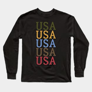 USA GRUNGE DISTRESSED RETRO U.S.A INDEPENDENCE DAY 4TH JULY Long Sleeve T-Shirt